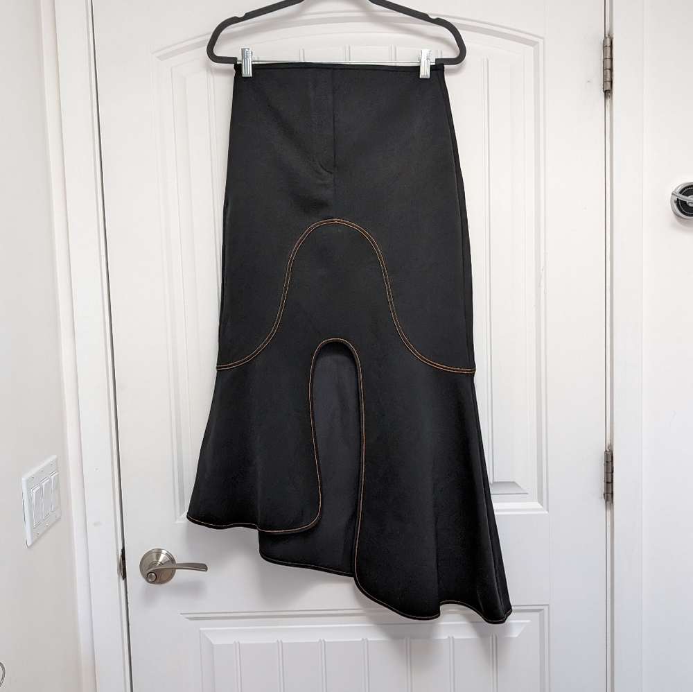 NWT Ellery Orbit Asymmetrical Black Midi Skirt, size US 6